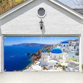 Lofaris Blue Sea Sky Romantic Island City Garage Door Banner